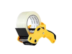 Dispensador de Fita Adesiva Larga para Embalagem, Selagem de Caixas de Papelão, Amarelo, 25 26 GOKOCO