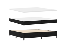 Conjunto 1 Cama Box Vidaxl Preto Tecido (200 X 200 Cm)