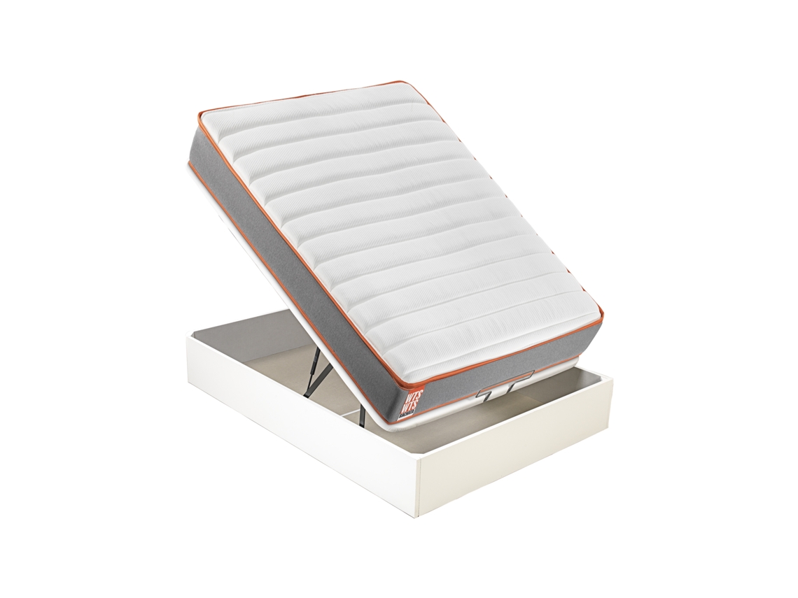 Pack WHAT THE SLEEP Sommier Branco + Colchão Visco Bachata (135 x 190 - 53 Cm de Altura)