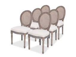 Vidaxl Cadeiras De Jantar 6 Pcs Tecido Cor Creme