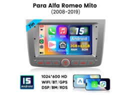 Rádio Carro Hexinex 7" 2gb+64gb Android Auto Sem Fios Gps Bt Wifi Para Alfa Romeo Mito 2008-2019