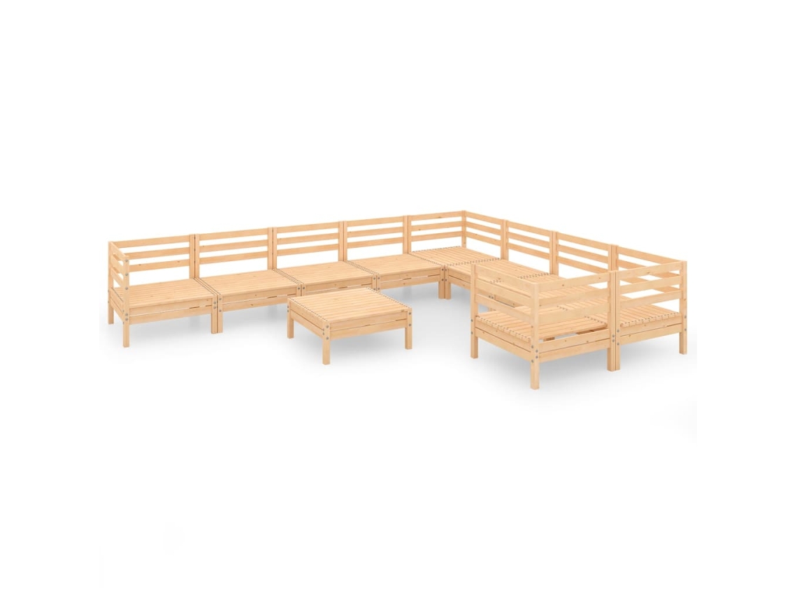 10 Pcs Conjunto Lounge de Jardim Pinho Maciço MAISON EXCLUSIVE