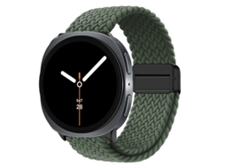 Pulseira Esportiva Elástica De Nylon Trançado Com Fecho Magnético Para Samsung Galaxy Watch8 Classic Verde Oliva Escuro