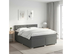 Vidaxl Cama Box Spring Com Colchão Cinzento-escuro 160 X 200 Cm Tecido