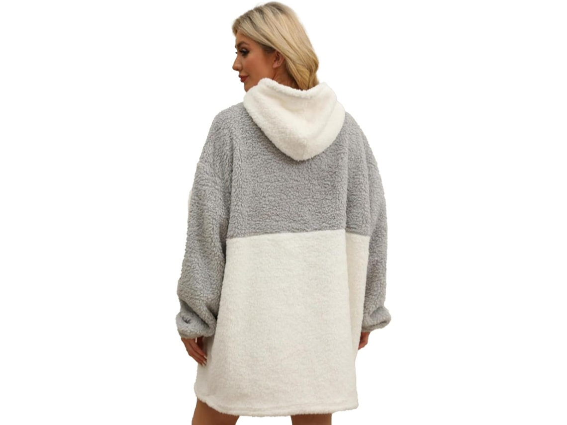 Manta Portátil com Capuz feminina, quente de Flanela, com Bolsos para Inverno | S/MARCA