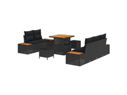 Maison Exclusive - Conjunto De Sofá De Jardim Com Almofada 8 Pcs Preto