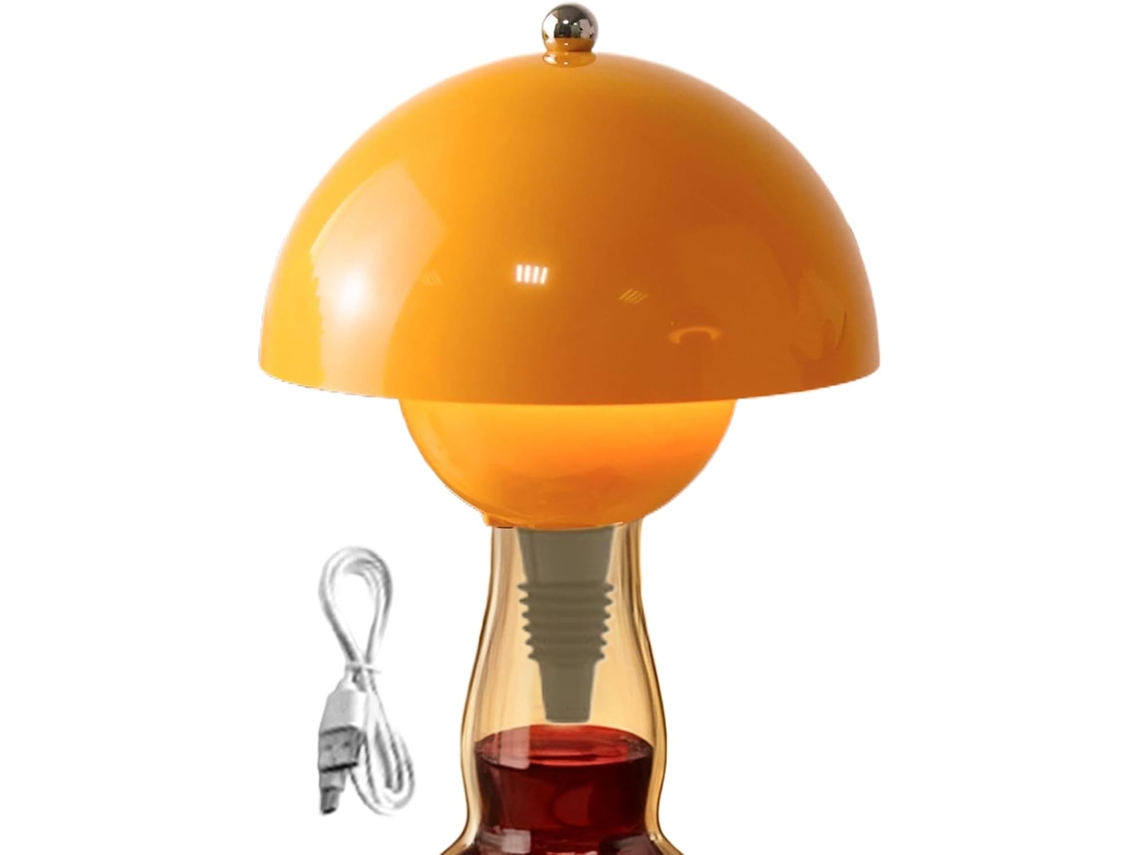 Luminária de mesa ajustável com LED em formato de garrafa de vinho