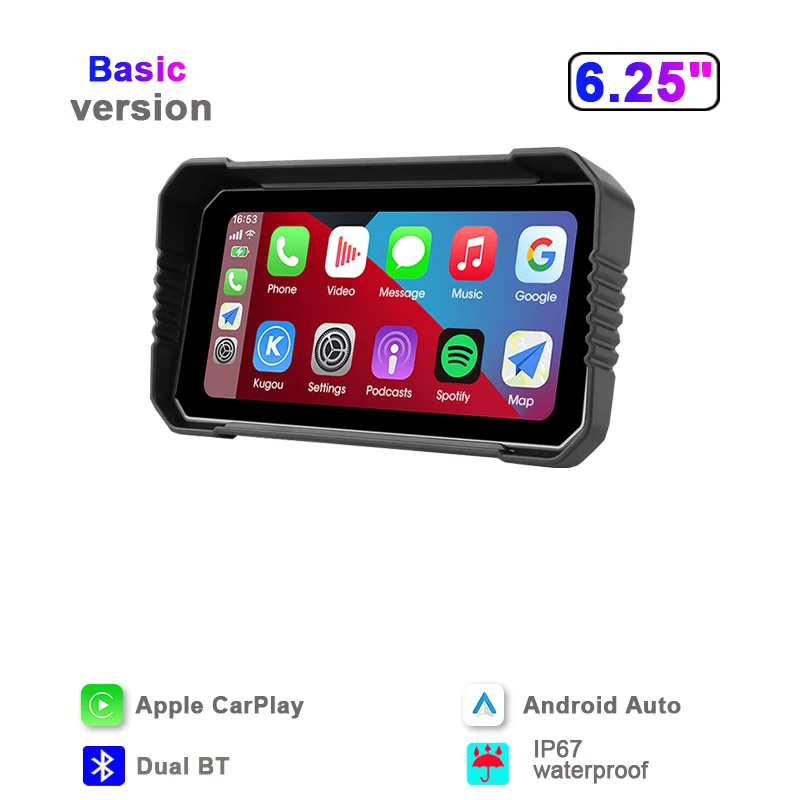 (básico 7 Polegadas) Carplay Para Motocicleta De 5/6,25 Polegadas, Sistema De Monitoramento De Pressão Dos Pneus À Prova D'água Ipx7