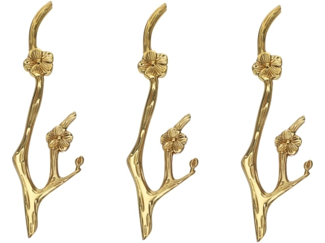 Conjunto De 3 Puxadores Decorativos Em Latão Em Formato De Flor Para Gavetas De Móveis.