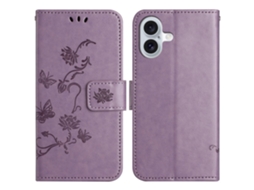 Capa Em Couro Pu, Com Suporte Para Apple Iphone 16 - Cor Roxo