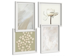 Composição De Quadros Flores Texturas Boho Da Moda Espelharte (4 Peças)
