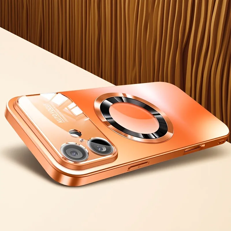 (laranja Para Iphone 15 Pro) Capa Magnética Elegante Para Iphone Com Encaixe Magnético Magsafe.