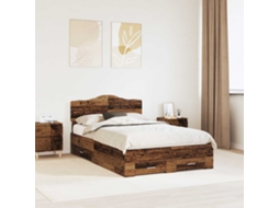 Vidaxl Estrutura da Cama com Cabeceira Madeira Antiga 120 X 190 Cm