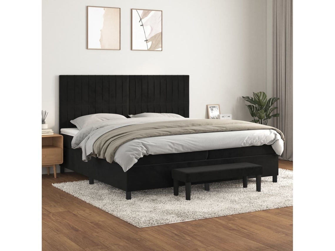 Vidaxl Cama Com Molas/colchão 200x200 Cm Veludo Preto