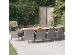 11 Pcs Conjunto De Jantar Para Jardim Com Almofadões Cinzento Dkd Home Decor