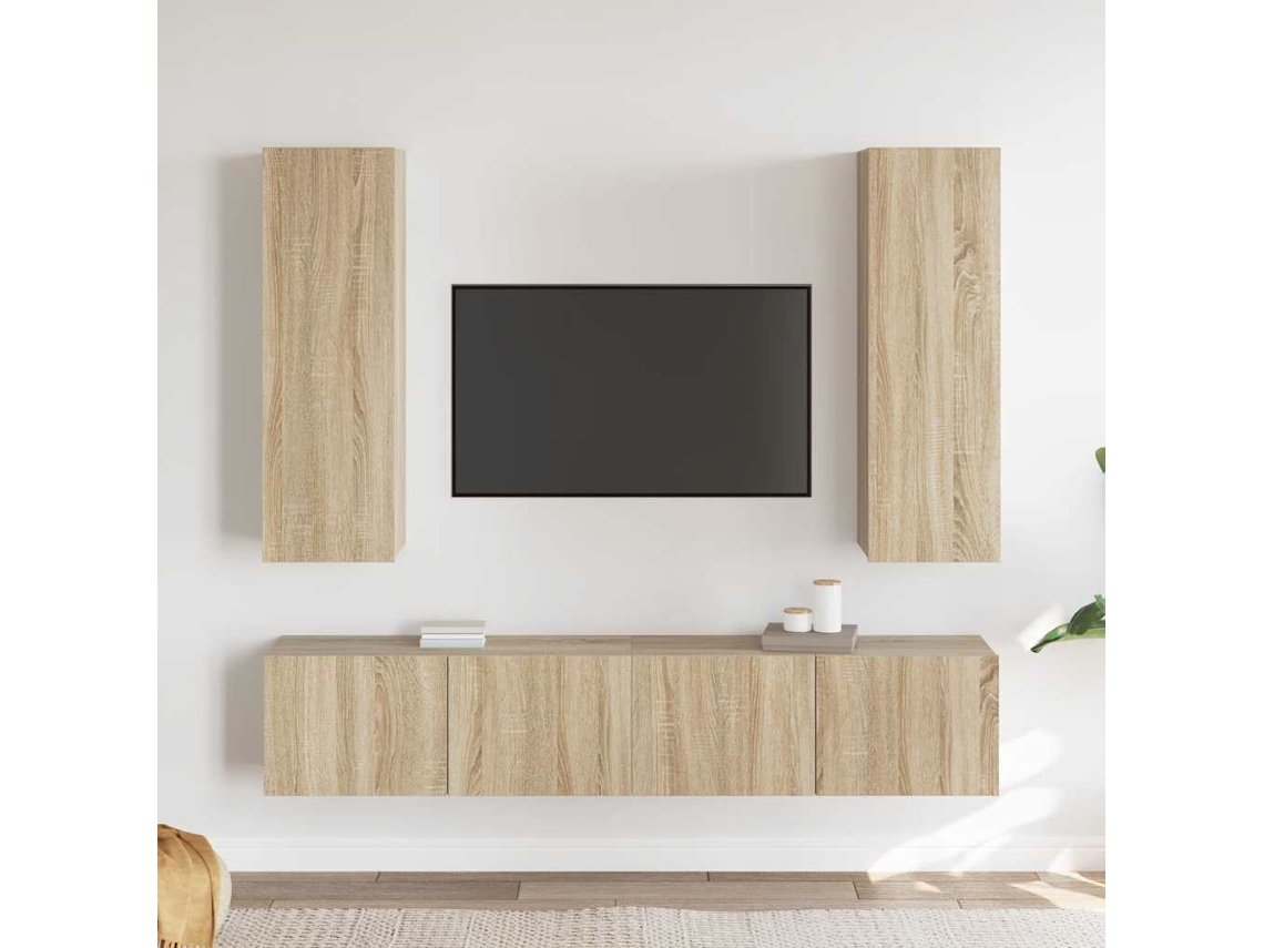 Vidaxl 4pcs Conjunto De Móveis De Tv Derivados Madeira Carvalho Sonoma