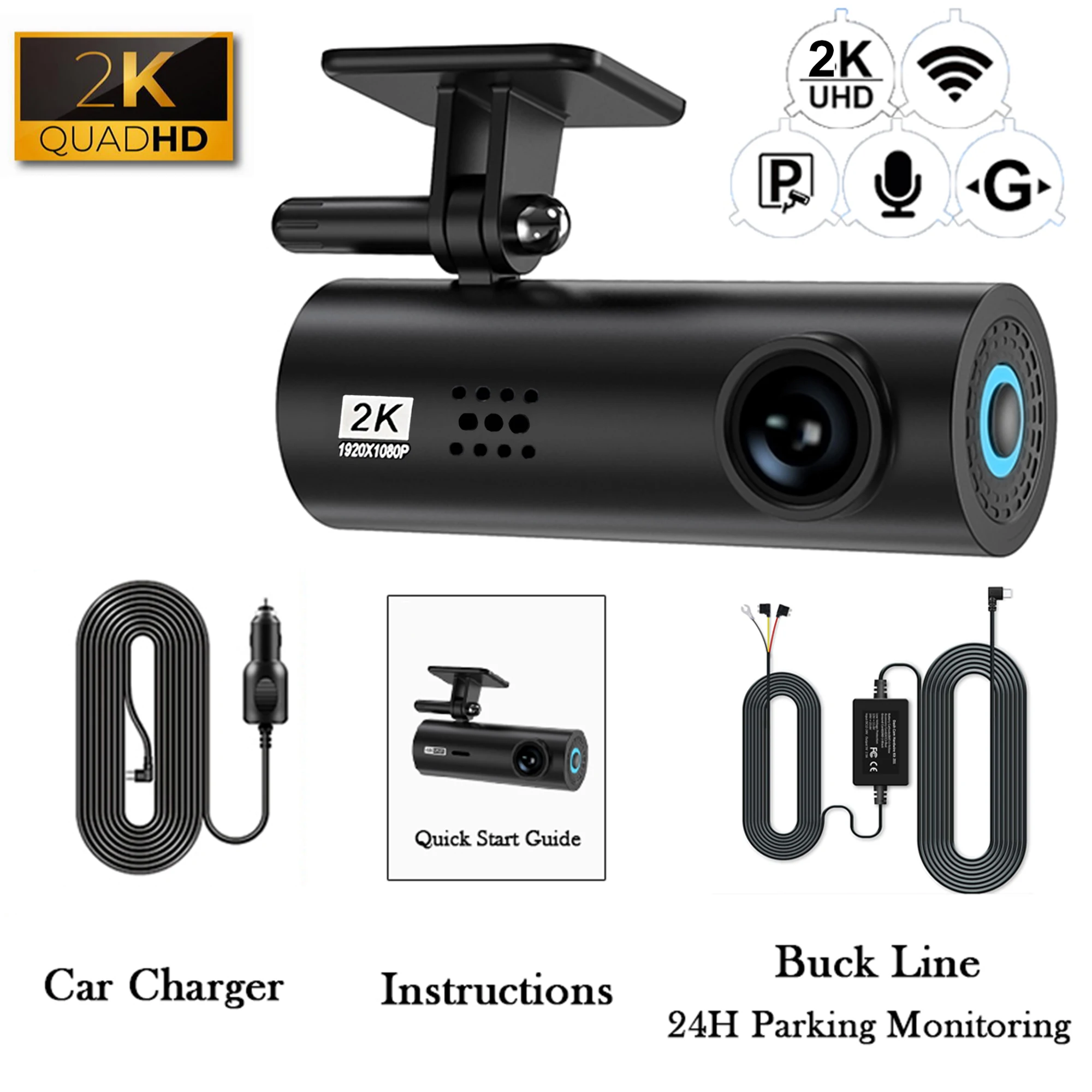 Câmera Veicular Tipo Dash, Caixa Preta para Instalação no Veículo, Mini Câmera Frontal 4k com Wi fi MDUG (sem Kit de Instalação para Cartão Sd)