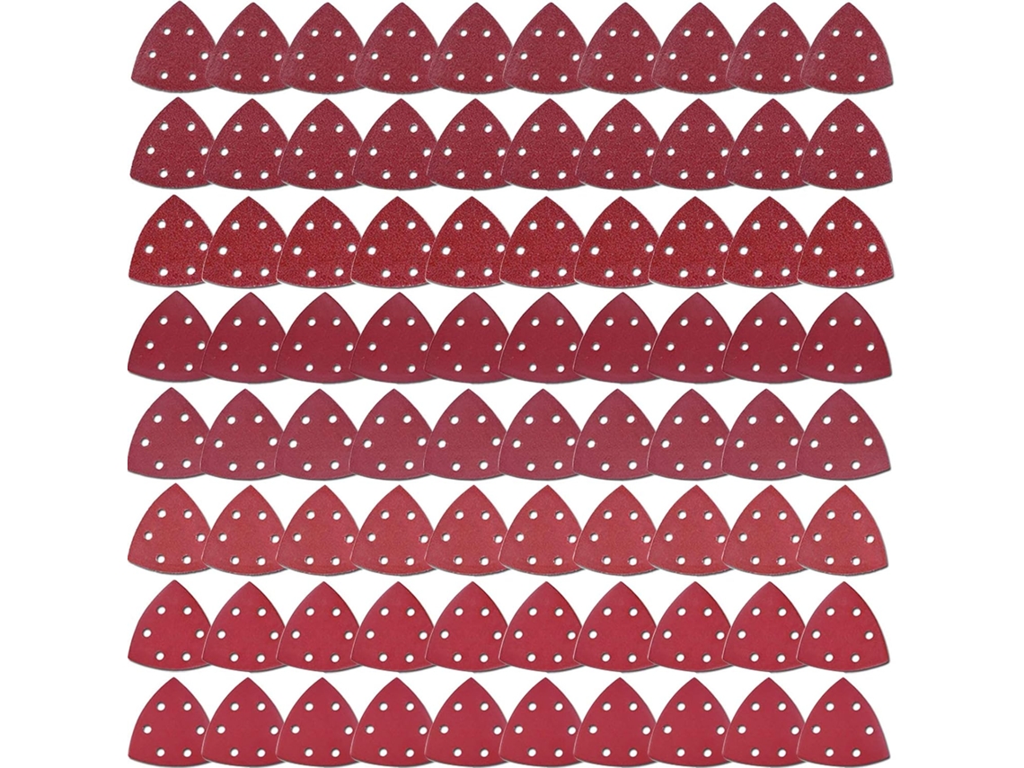 Conjunto de 80 Triângulos BRILVIBERA de lixa e esmerilhamento, tamanhos 40/60/80/120/180