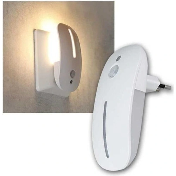 Luz Noturna Led com Sensor de Tomada e Detector Movimento, Lâmpada de Orientação Amarela Quente BRILVIBERA