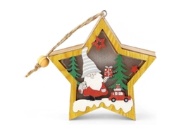 Adorno de Natal em Madeira com Luz Led Papai Noel Boneco de Neve Cervo Casa Decorativo S/MARCA