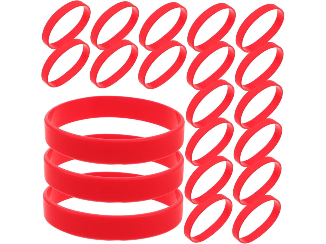 Conjunto De 48 Pulseiras Silicone Vermelhas, Impermeáveis E Elásticas, Ideais Para Eventos Esportivos E Festas Unissex