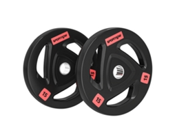 Jogo de 2 discos olímpicos 15kg ferro fundido furo 50mm treino força preto BTFORUS