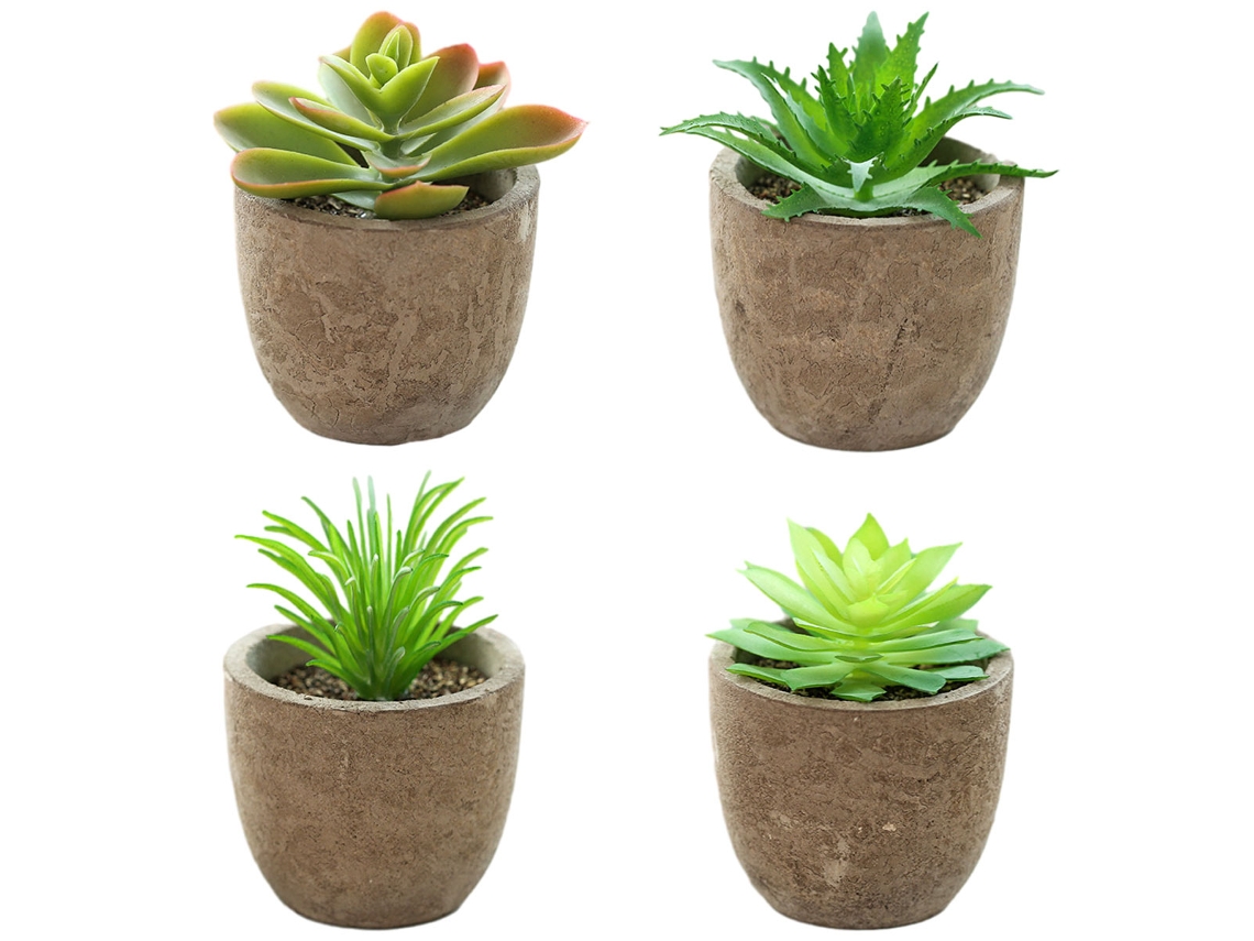 4 Peças de Flores de Simulação Mini Bonsai Suculento Decoração Criativa para Casa Plantas Verdes em Vaso RNEMITERY