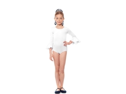 Body ou collant Sevillana de lycra com folho branco para menina