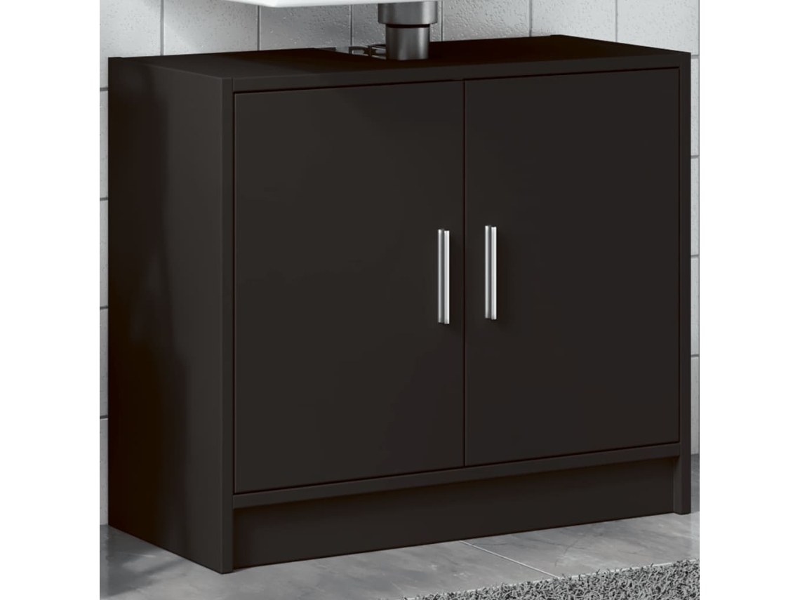 Vidaxl Armário De Lavatório 63x29x55 Cm Derivados De Madeira Preto