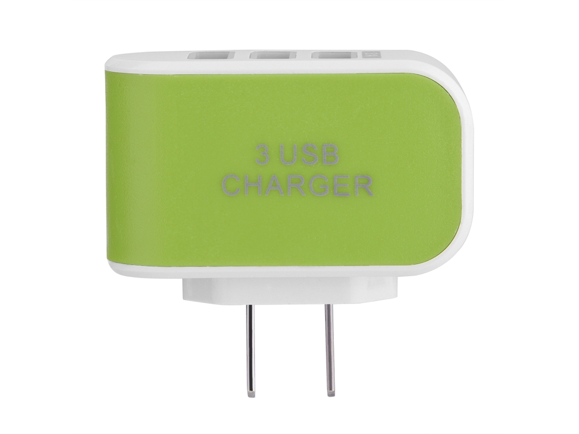 Carregador 3usb Colorido Candy Padrão Europeu e Americano Colorido com Luz 5v 3.1a (padrão Americano Verde) EOOCOO (3 Portas Usb Saída 5v 3.1a)