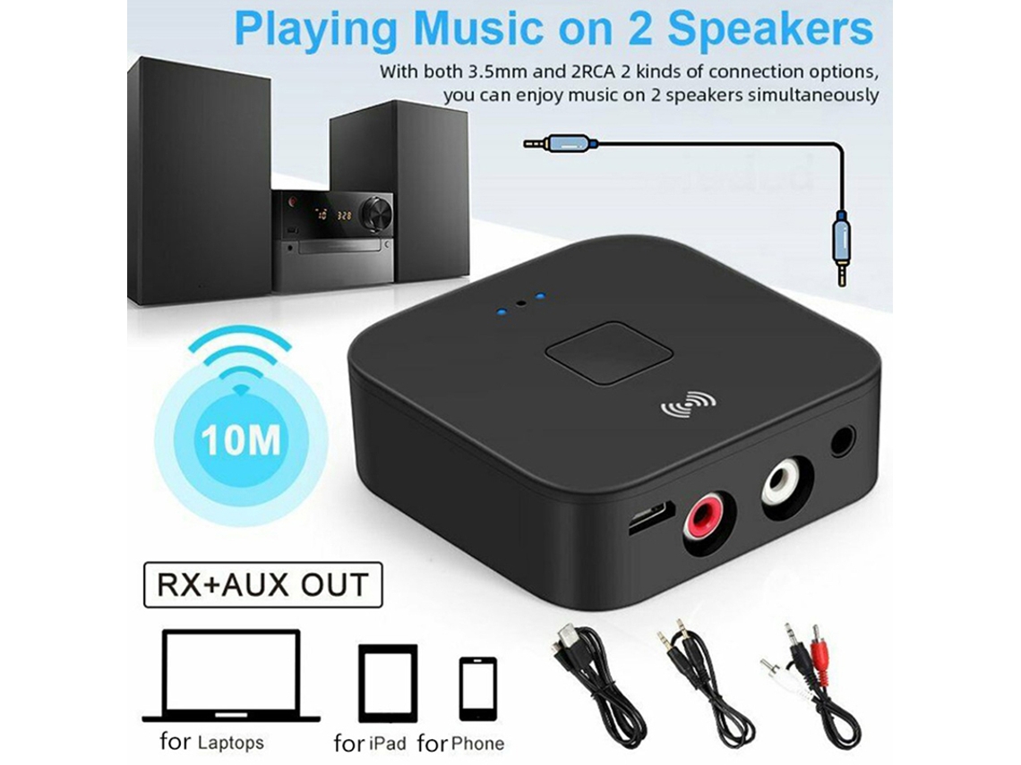 Bluetooth 5.0 Rca Ou Receptor Com Entrada Auxiliar De 3,5 Mm Bluetooth