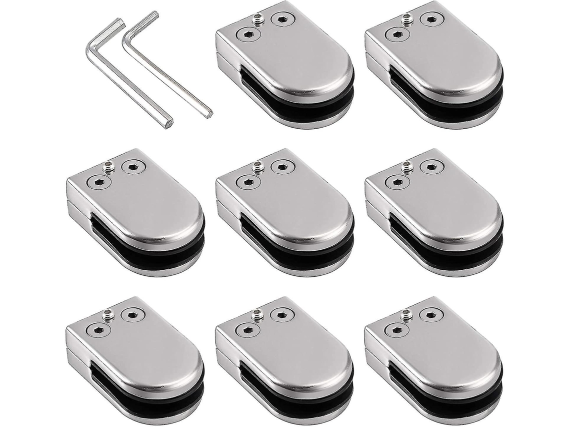 8 abraçadeiras de vidro ajustáveis, 10-12mm, aço inox 304, para corrimãos de escadas e passamanos | S/MARCA
