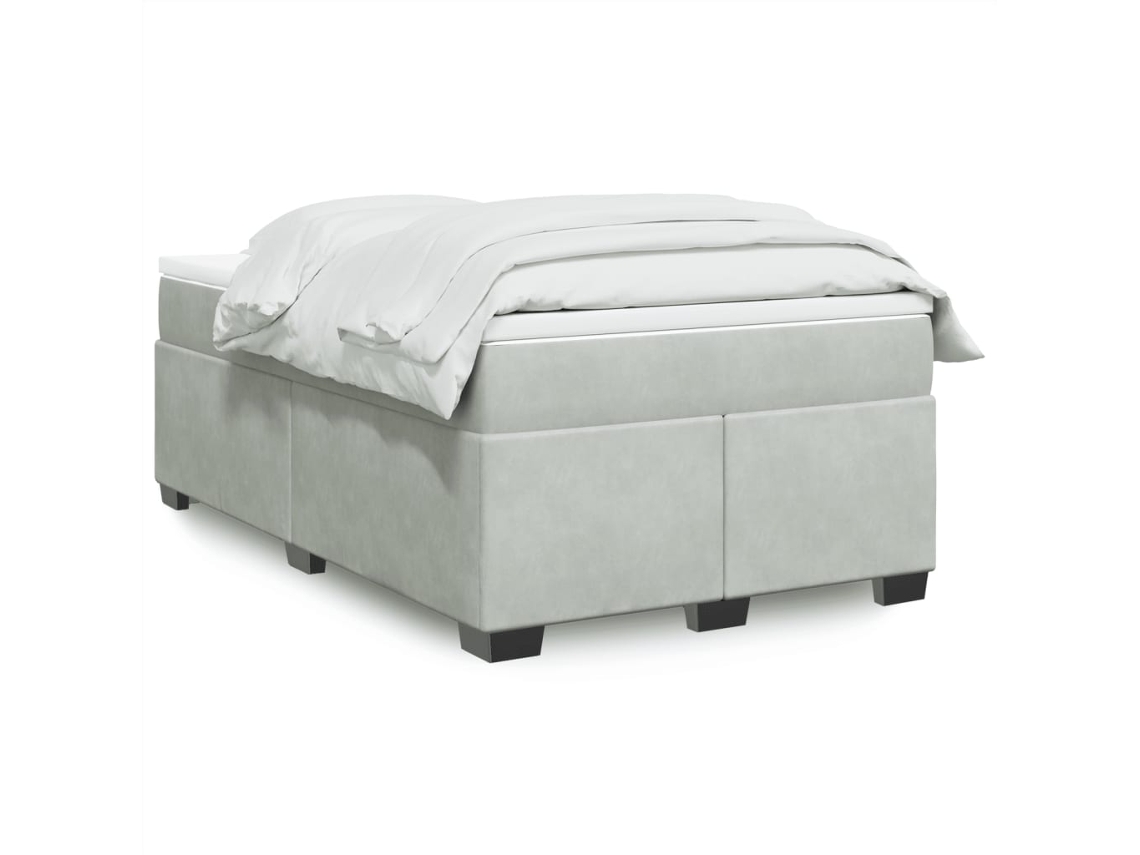 Vidaxl Cama Boxspring Com Colchão 120x190 Cm Veludo Cinzento-claro