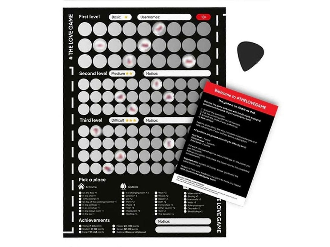 Poster De Rascunho Para Casais Com +100 Ideias Românticas - Jogo Para Aniversário, Dia Dos Namorados E Datas Especiais Preto