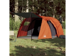 Vidaxl Tenda De Campismo Túnel P/ 4 Pessoas Impermeável Cinza/laranja