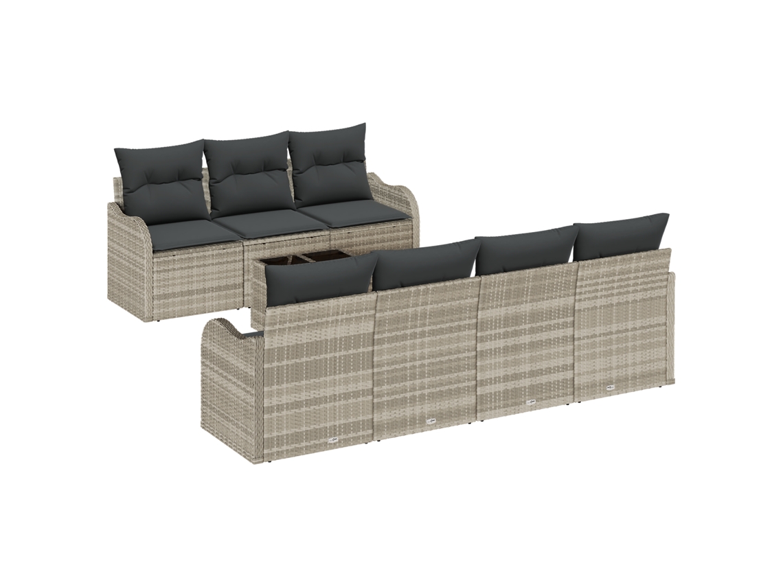 Conjunto 8 Conjunto De Móveis De Jardim Vidaxl Cinzento-claro Vime Pe (55 X 55 X 37 Cm)