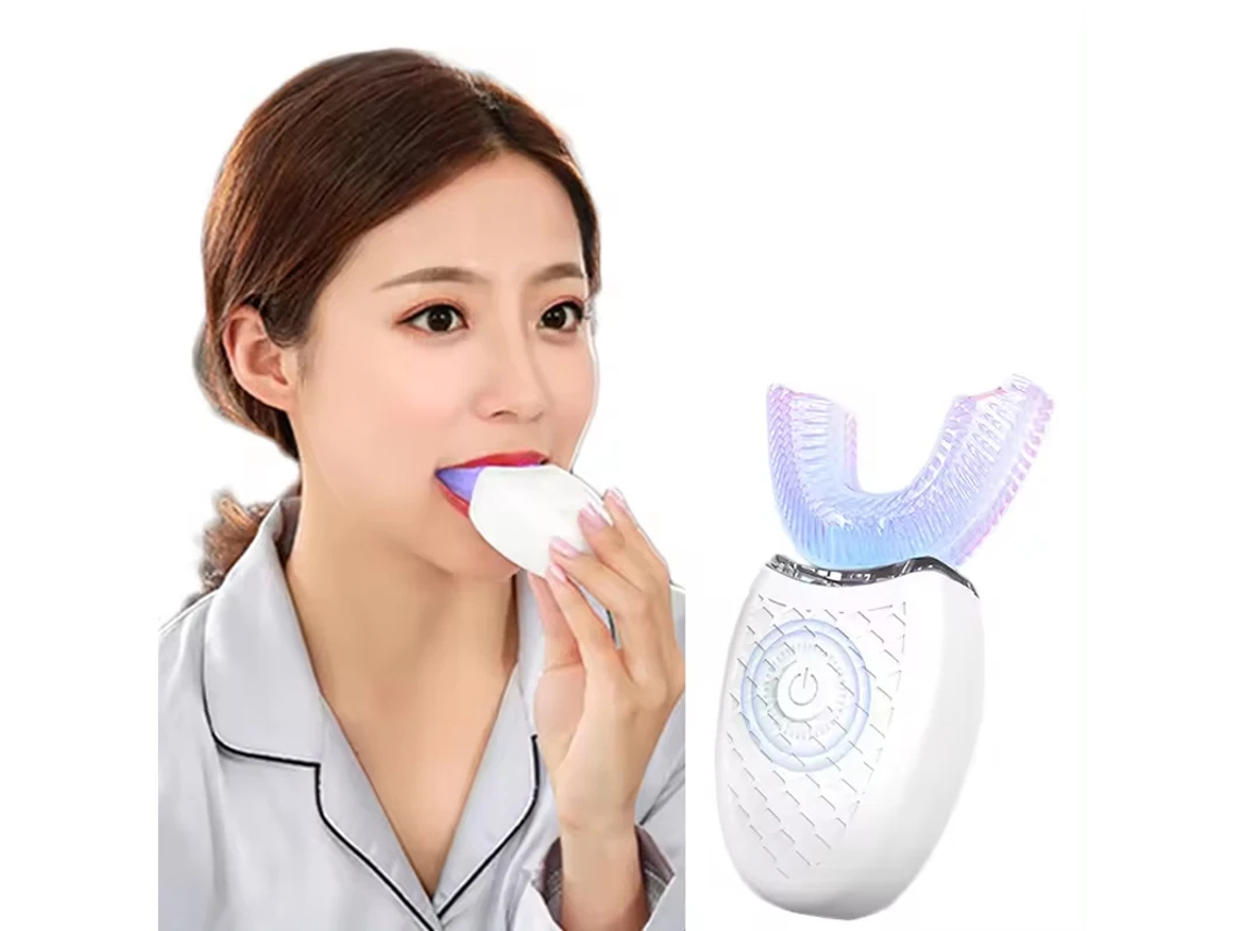 Venda quente Usb Carregamento sem fio em forma de U escova de dentes elétrica para limpeza completa de dentes portátil em forma de U escova de dentes