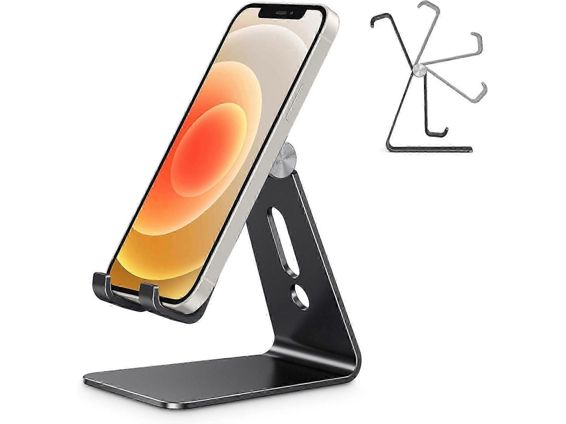 Suporte De Mesa Ajustável Para Celular Omoton Em Alumínio Com Base Antiderrapante E Porta De Carregamento Prática, Compatível Com Todos Os Smartphones