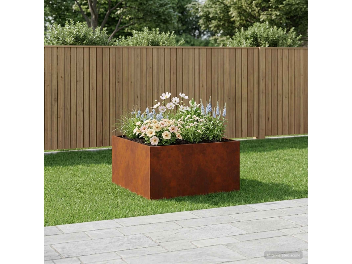 Vidaxl Vaso De Jardim Ferro Enferrujado 80 X 80 X 40 Cm Aço Corten