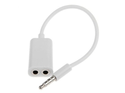 Cabo Auxiliar de 3,5 Mm, 1 Macho para 2 Fêmeas, Fone Ouvido/fone Ouvido AQUAFORGE (branco)