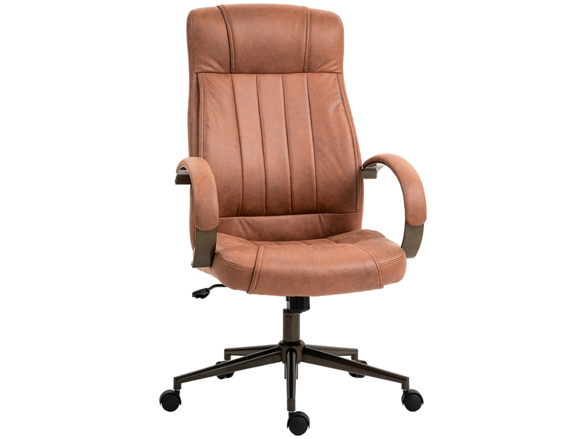 Cadeira De Escritório Ergonômica De Giratória Com Altura Ajustável Apoio Para A Cabeça Para O Braço E Encosto Acolchoado 61,5x52,5x118-126cm Marrom