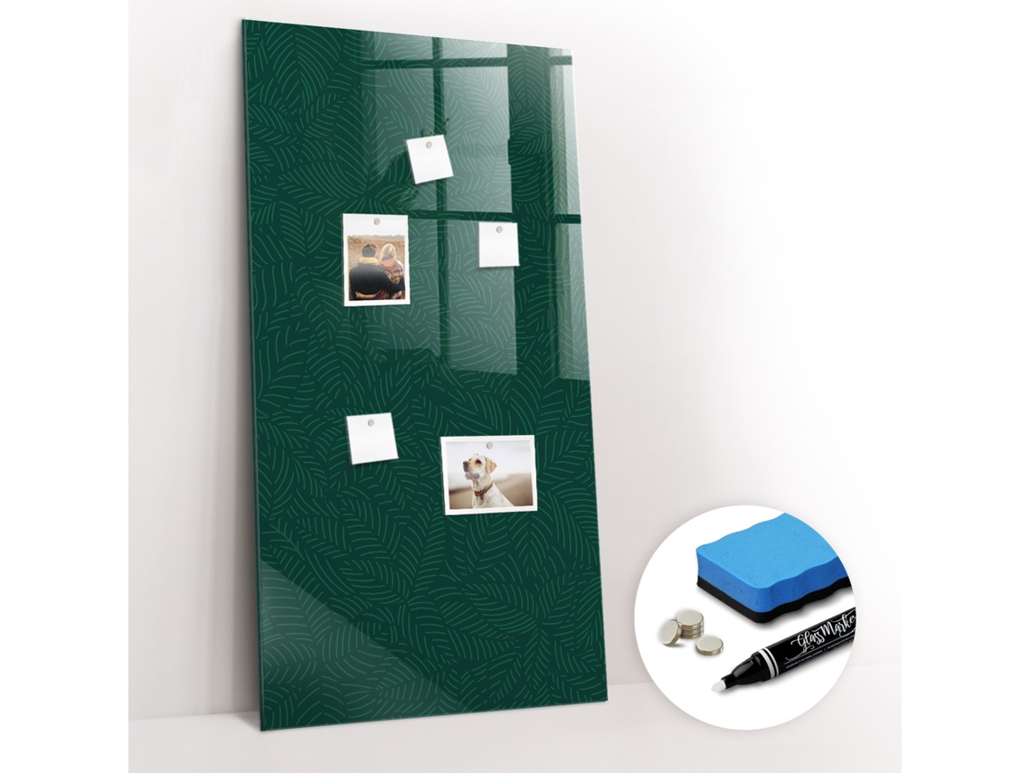 Quadro De Vidro Magnético Padrão De Folhas Linhas Para O Escritório Espelharte (60x120 Cm)