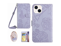 Capa Pega Para Iphone 15 Plus Pele Sintética Roxo