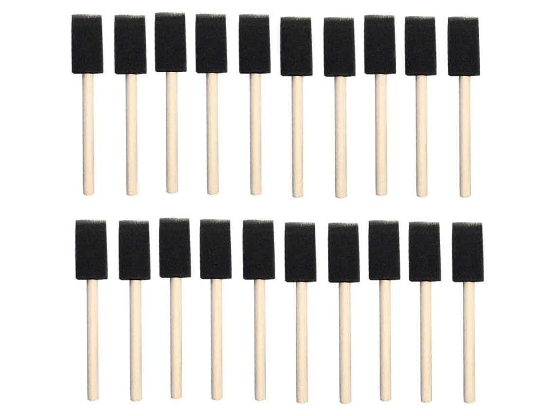 Pincéis de Espuma Flexível S/MARCA, 25mm, 25 peças, com cabo de madeira, para artesanato