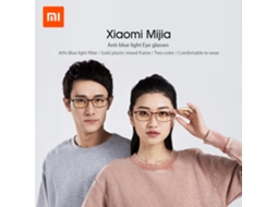 Óculos Xiaomi Mijia Anti blue Light Proteção Ocular Unisex Moldura Dourada Plástica Mista