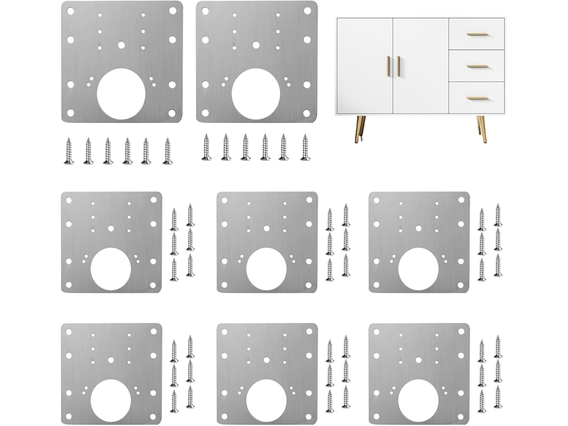 Kit De Reparo Dobradiças Para Armários, Placa Aço Inoxidável Furos.