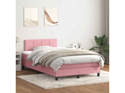 Vidaxl Cama Com Molas/colchão 120x220 Cm Veludo Rosa