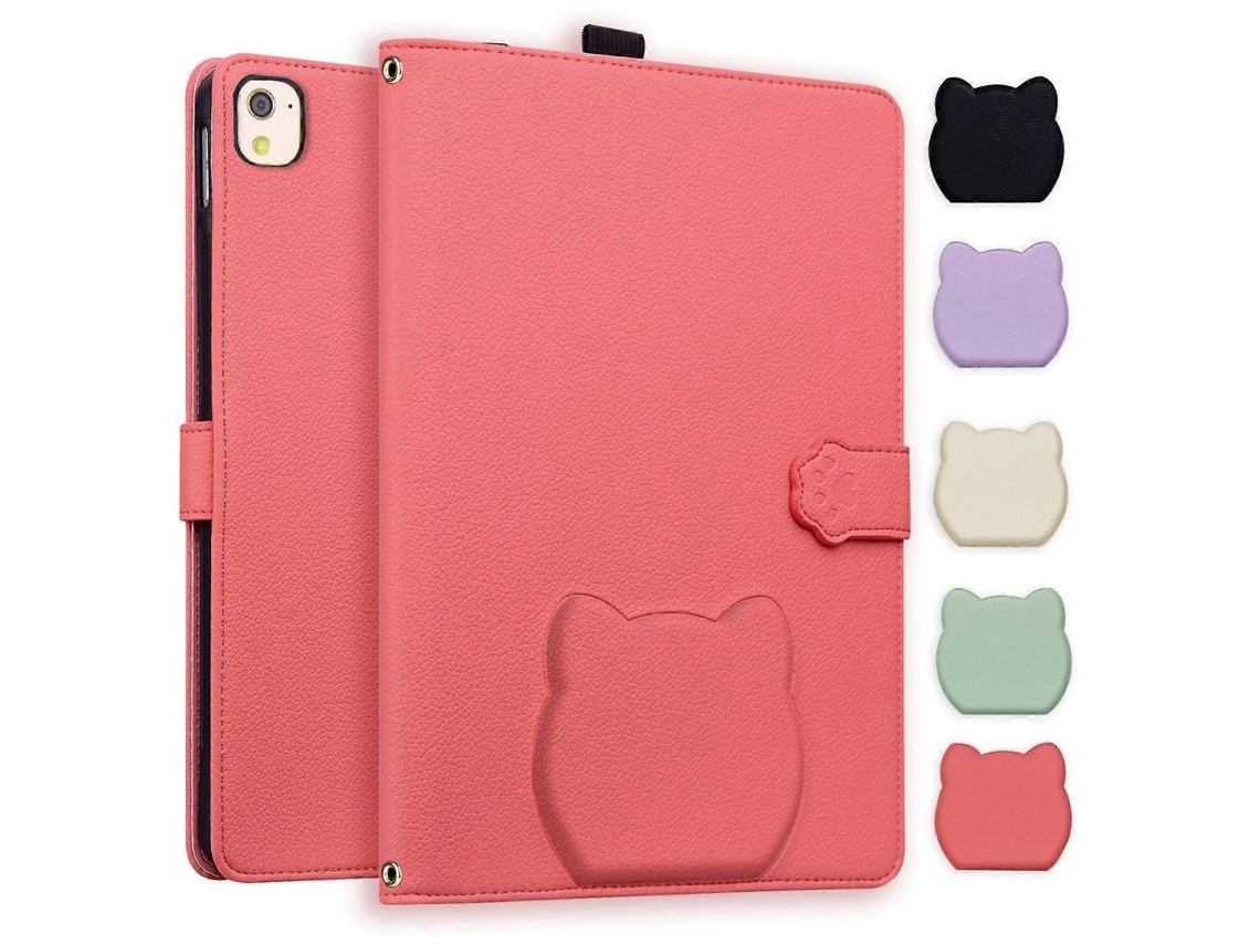 Capa de couro com estampa de gato e lichia Webake para tablet inteligente