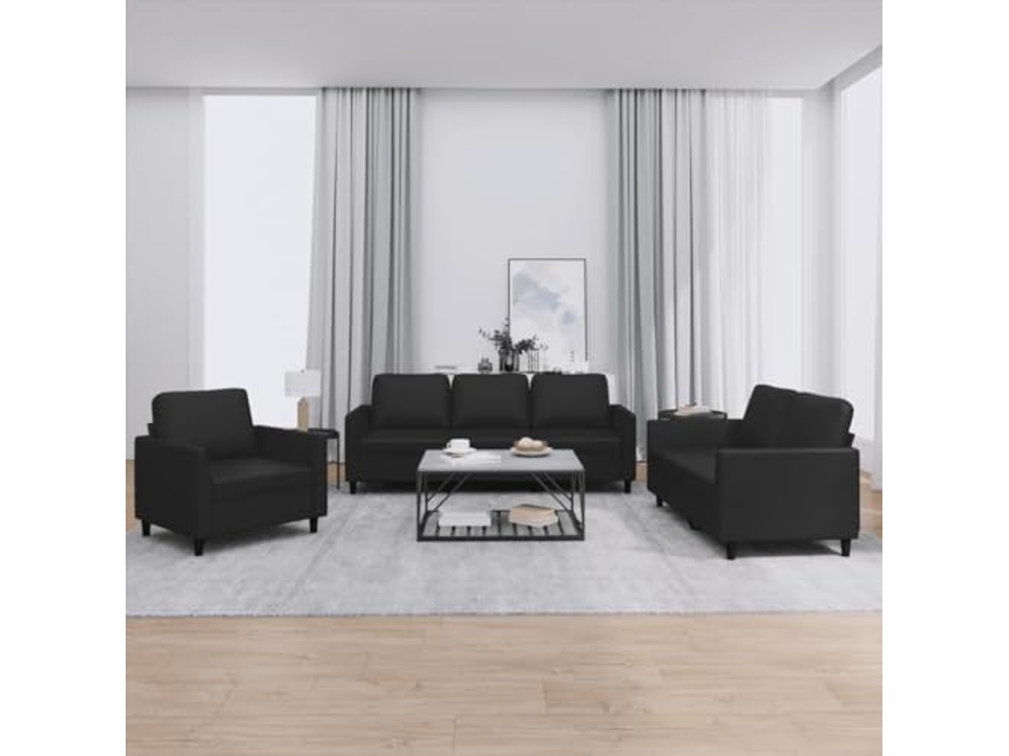 Sofa Set, Sofa Sets Vidaxl Preto Couro Artificial (n/a)