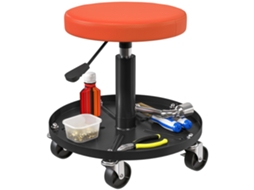 Banco de oficina com rodas, ajustável, 38-50cm, até 135kg, laranja | S/MARCA